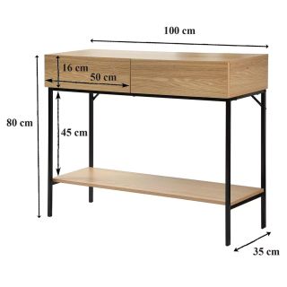 Consolle ingresso 2 cassetti in stile industriale - 100x35 H81