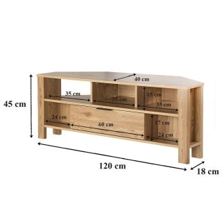 Mobile TV angolare 1 cassetto con decoro rovere - 120X40 H45