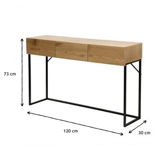 Consolle ingresso 3 cassetti in stile industriale - 120x29,5 H73 -30%