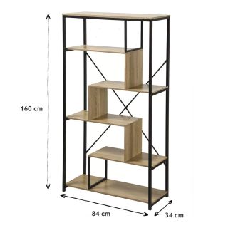 Scaffale libreria da parete a 6 ripiani - 84x34 H 160 cm